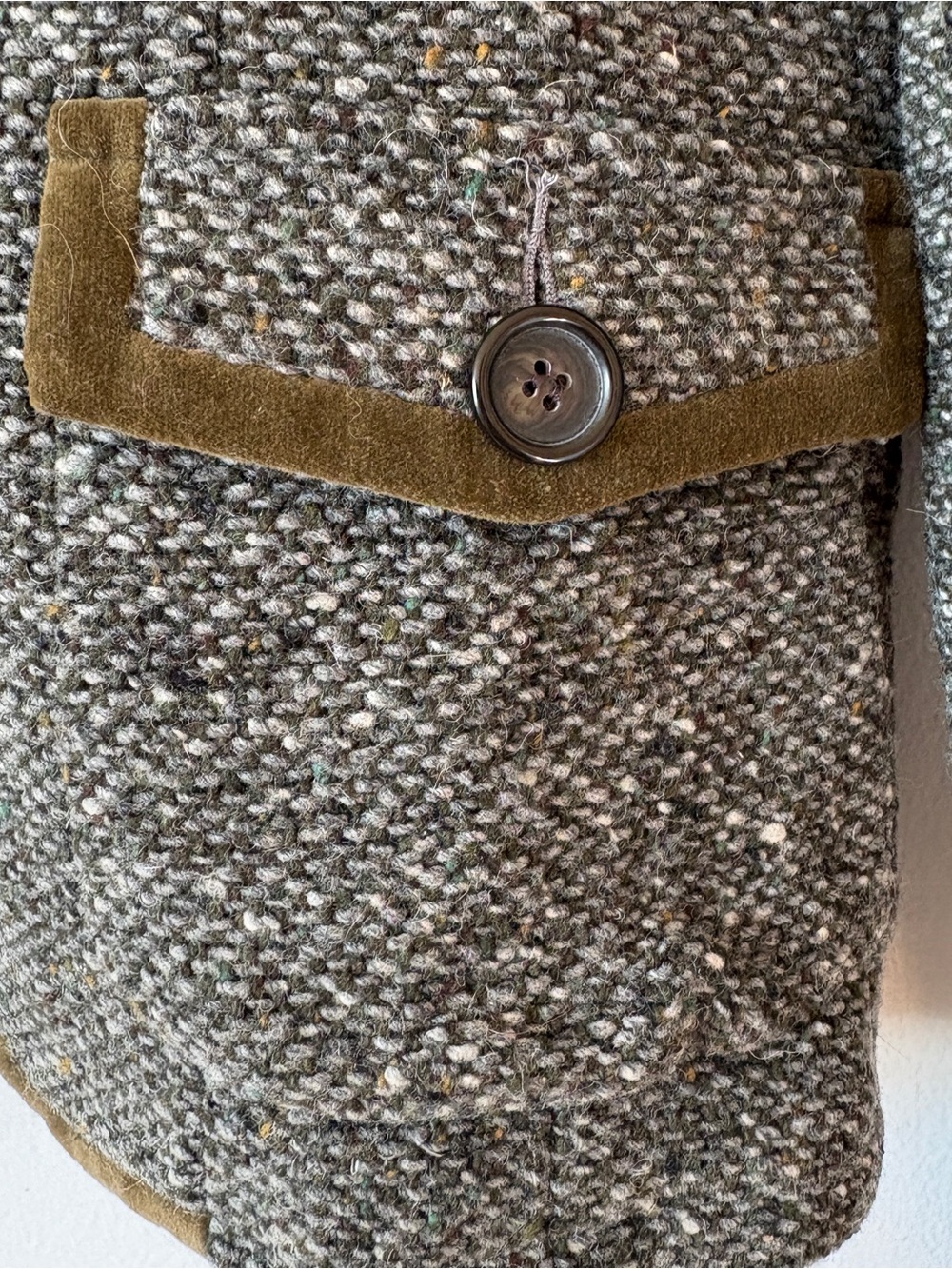 Essentiel Antwerp sz 6 Equestrian style Wool Blend Tweed Blazer Velvet Trim - Picture 4 of 7
